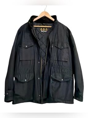 Barbour Black Military Field Jacket with Multiple Pockets